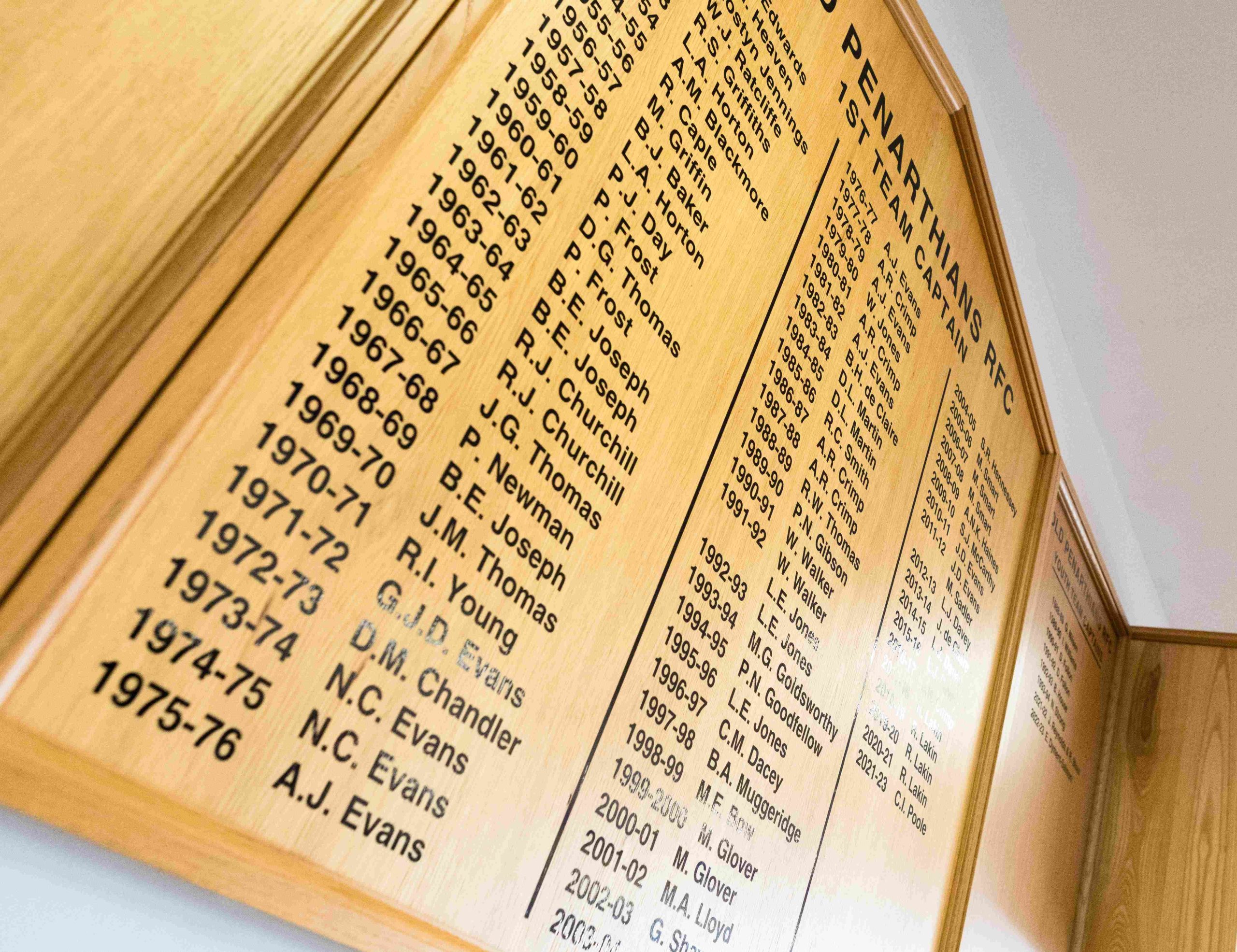 The clubhouse and captains board